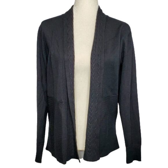 ESPERANZA black cardigan open front cable knit sweater MP‎ - Picture 1 of 6